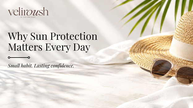Why Sun Protection Matters Every Day - straw hat and sunglasses on white linen